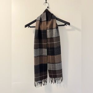 Jos. A. Bank Men’s Cashmere Plaid Scarf, size 59x12,Brown and Gray, New With Tag